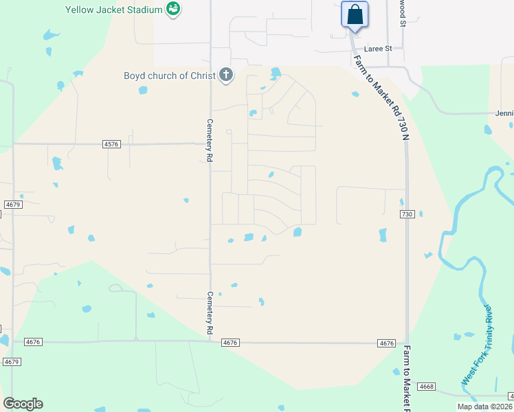 map of restaurants, bars, coffee shops, grocery stores, and more near Green Meadow Court in Boyd
