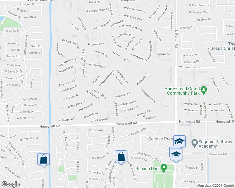 map of restaurants, bars, coffee shops, grocery stores, and more near 42224 West Rummy Road in Maricopa
