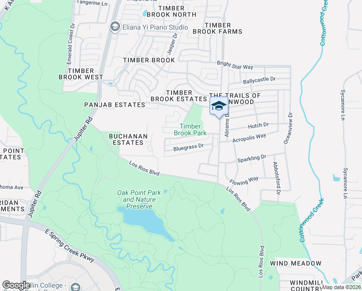 map of restaurants, bars, coffee shops, grocery stores, and more near 3325 Bluegrass Drive in Plano