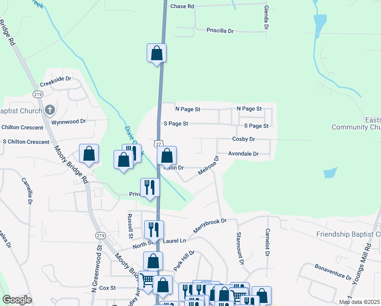 map of restaurants, bars, coffee shops, grocery stores, and more near 116 Daniel Court in LaGrange