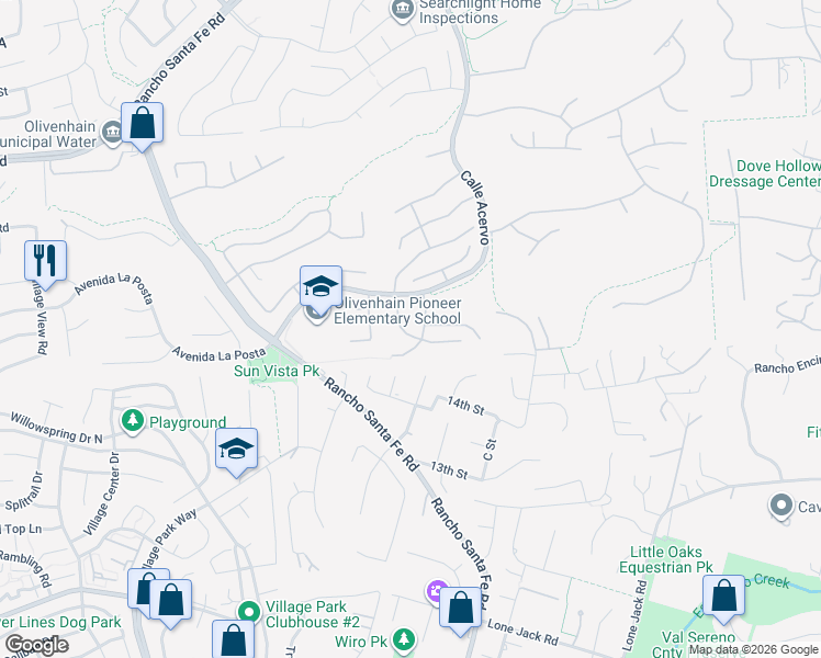 map of restaurants, bars, coffee shops, grocery stores, and more near 3424 Camino Alegre in Carlsbad