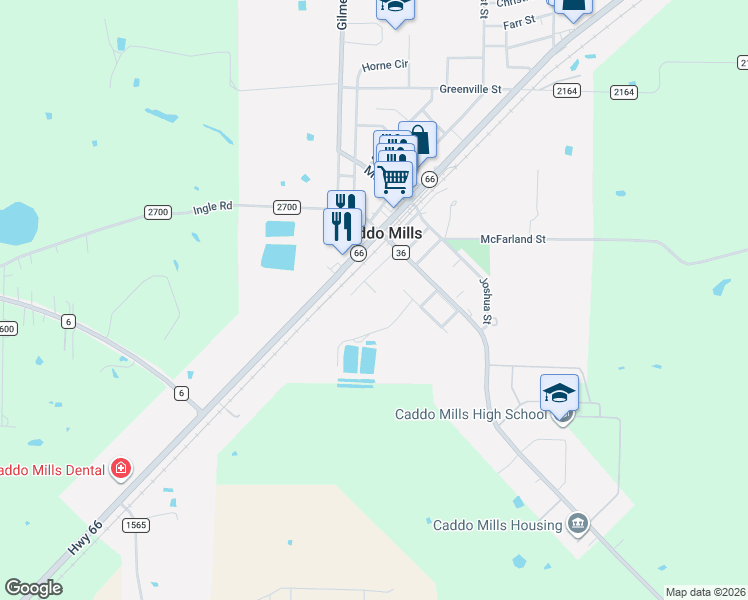 map of restaurants, bars, coffee shops, grocery stores, and more near 2210 Kaitlyn Circle in Caddo Mills