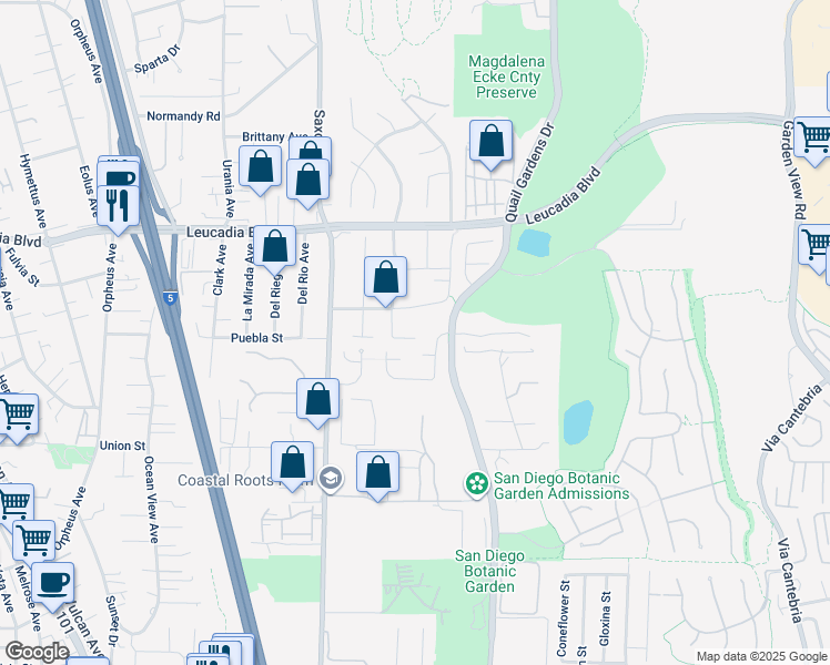 map of restaurants, bars, coffee shops, grocery stores, and more near 707 Passiflora Avenue in Encinitas