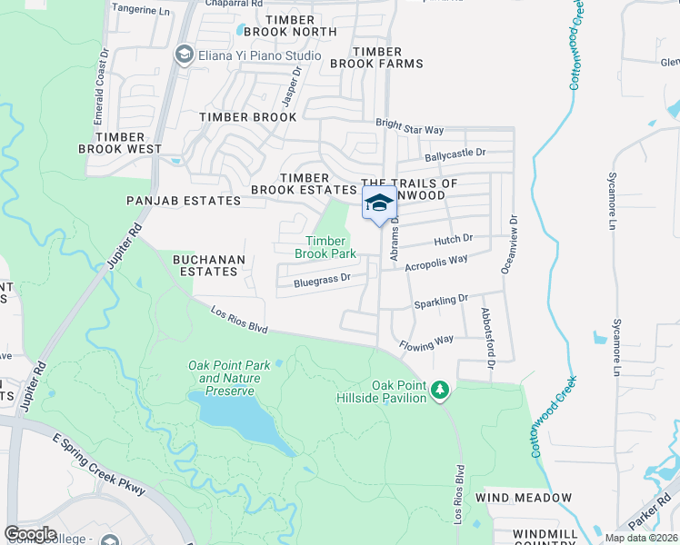 map of restaurants, bars, coffee shops, grocery stores, and more near 3428 Bluegrass Drive in Plano