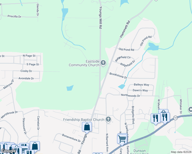 map of restaurants, bars, coffee shops, grocery stores, and more near 499 Youngs Mill Road in LaGrange