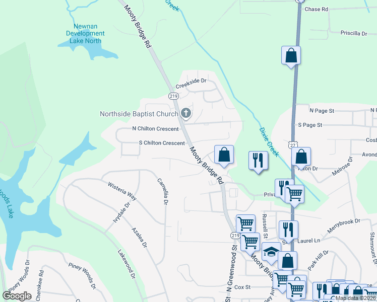 map of restaurants, bars, coffee shops, grocery stores, and more near 930 Malibu Drive in LaGrange