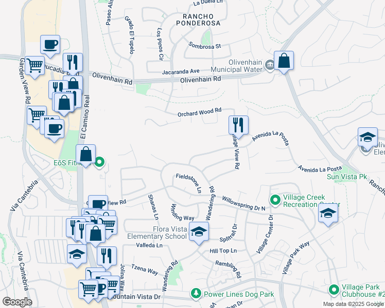 map of restaurants, bars, coffee shops, grocery stores, and more near 1418 Avenida La Posta in Encinitas