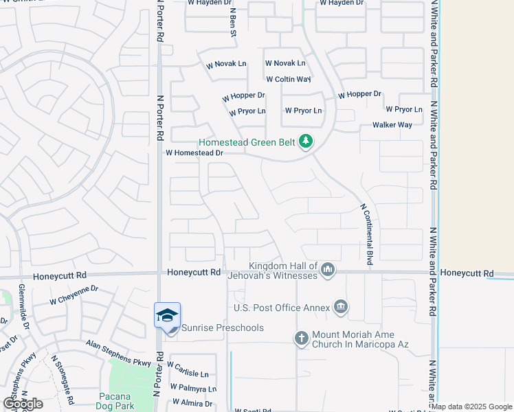 map of restaurants, bars, coffee shops, grocery stores, and more near 19969 North Ben Court in Maricopa