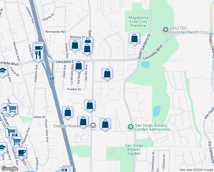 map of restaurants, bars, coffee shops, grocery stores, and more near 714 Passiflora Avenue in Encinitas