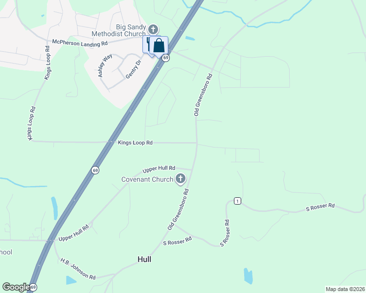 map of restaurants, bars, coffee shops, grocery stores, and more near 11376 Kings Loop Road in Tuscaloosa