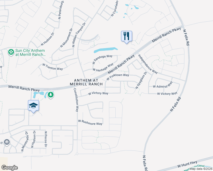 map of restaurants, bars, coffee shops, grocery stores, and more near 6462 West Victory Way in Florence
