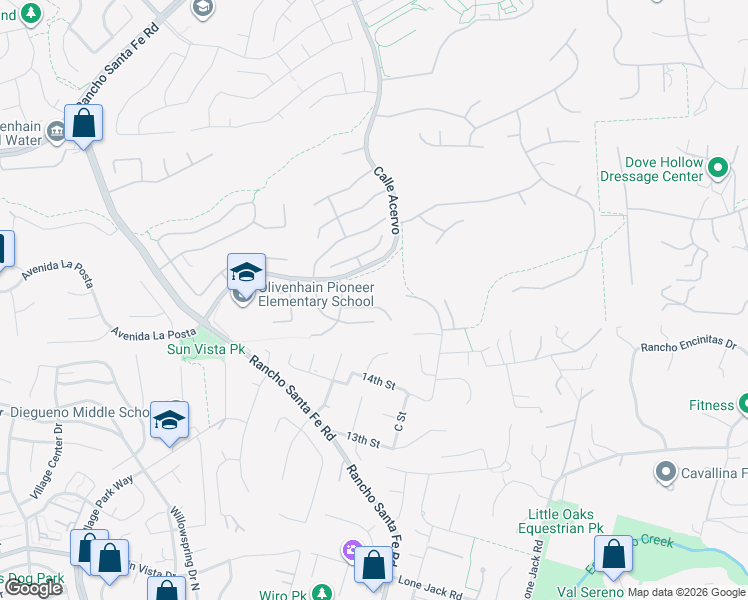 map of restaurants, bars, coffee shops, grocery stores, and more near 3440 Camino Alegre in Carlsbad