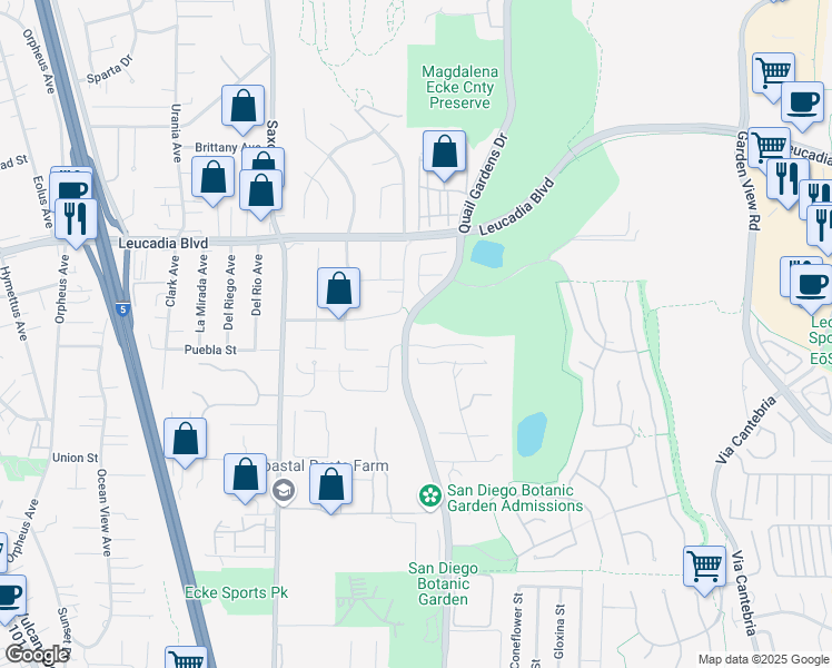 map of restaurants, bars, coffee shops, grocery stores, and more near 1176 Via Zamia in Encinitas
