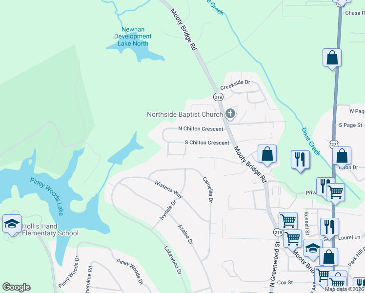 map of restaurants, bars, coffee shops, grocery stores, and more near 205 Chesterfield Place in LaGrange