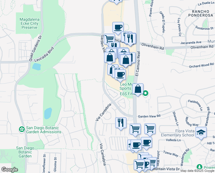 map of restaurants, bars, coffee shops, grocery stores, and more near 1024 Cottage Way in Encinitas