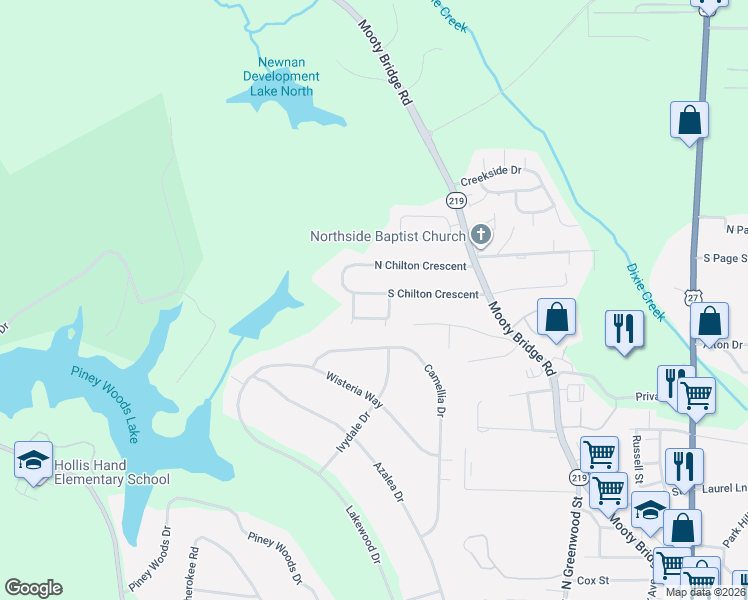 map of restaurants, bars, coffee shops, grocery stores, and more near 205 Chesterfield Place in LaGrange