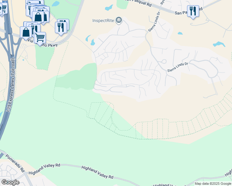 map of restaurants, bars, coffee shops, grocery stores, and more near 723 Fino Glen in Escondido