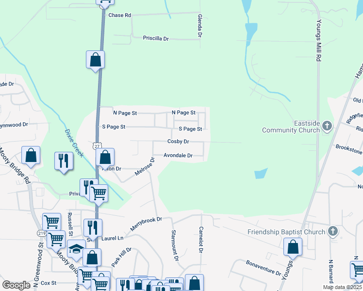 map of restaurants, bars, coffee shops, grocery stores, and more near 220 Cosby Drive in LaGrange