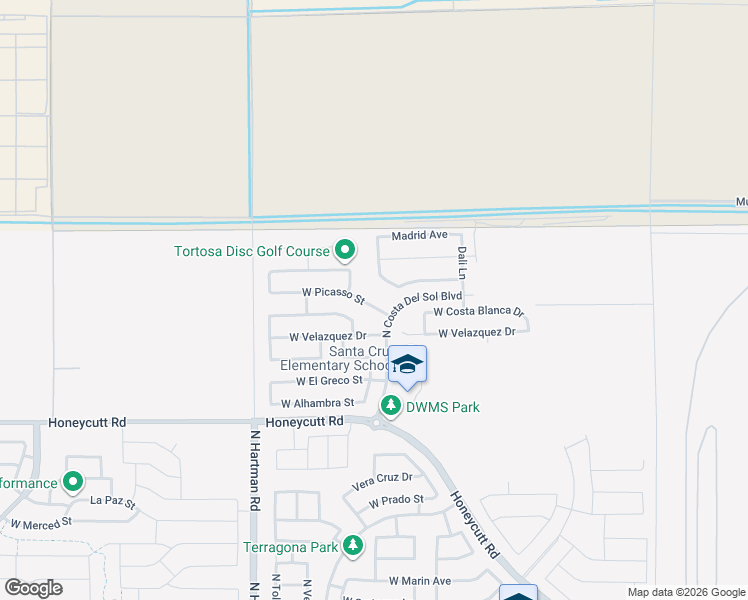 map of restaurants, bars, coffee shops, grocery stores, and more near 36224 West Picasso Street in Maricopa