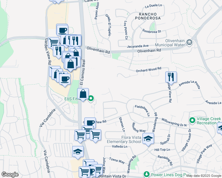 map of restaurants, bars, coffee shops, grocery stores, and more near 863 Starflower Road in Encinitas