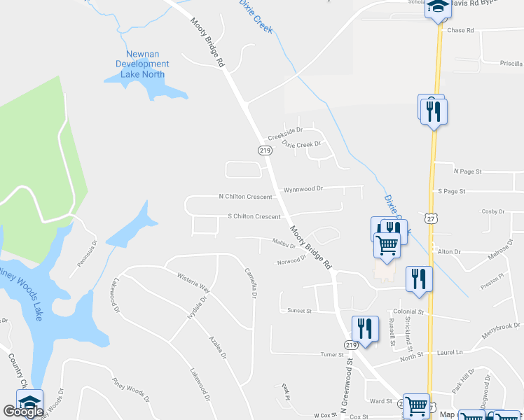 map of restaurants, bars, coffee shops, grocery stores, and more near 112 South Chilton Crescent in LaGrange