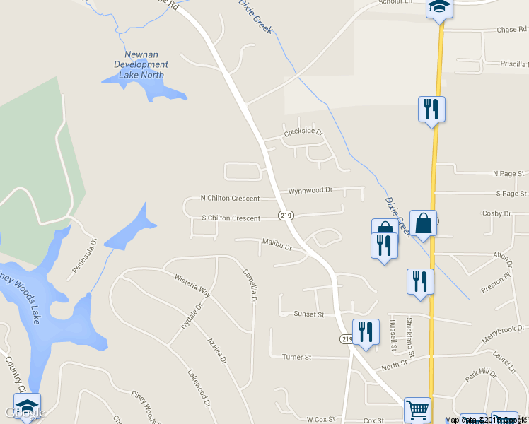 map of restaurants, bars, coffee shops, grocery stores, and more near 110 South Chilton Crescent in LaGrange