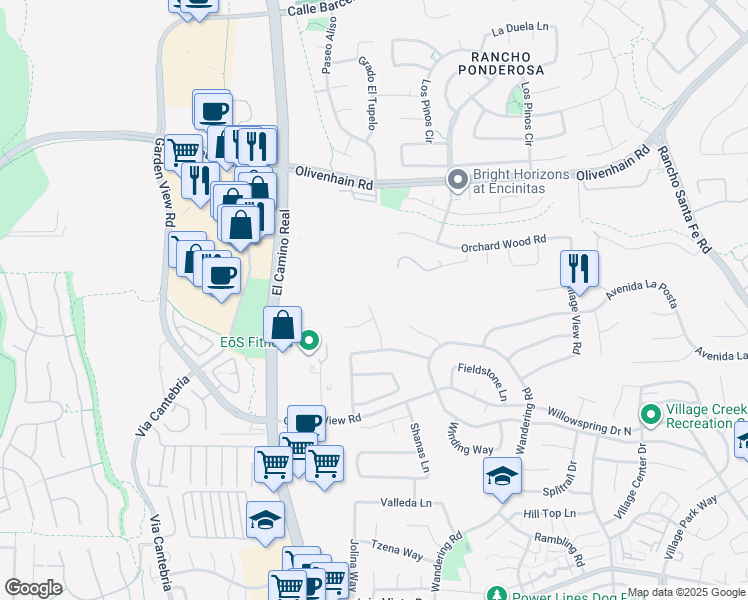 map of restaurants, bars, coffee shops, grocery stores, and more near 879 Starflower Road in Encinitas