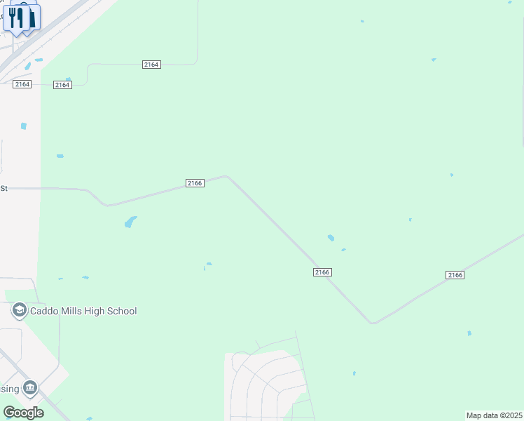 map of restaurants, bars, coffee shops, grocery stores, and more near County Road 2166 in Caddo Mills