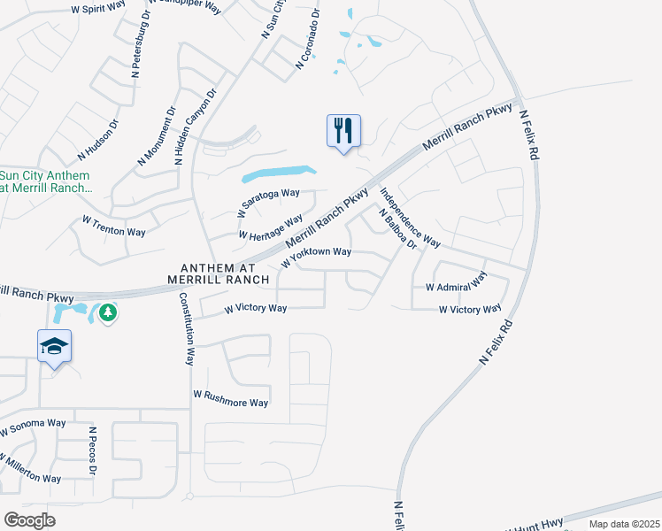 map of restaurants, bars, coffee shops, grocery stores, and more near 6187 West Yorktown Way in Florence