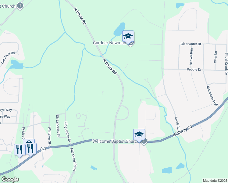 map of restaurants, bars, coffee shops, grocery stores, and more near 100 North Davis Road in LaGrange