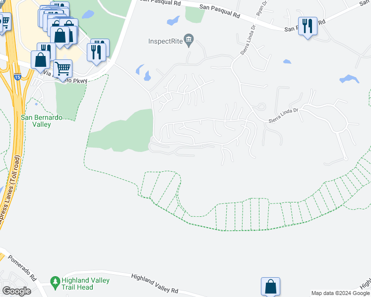 map of restaurants, bars, coffee shops, grocery stores, and more near 751 Concerto Glen in Escondido