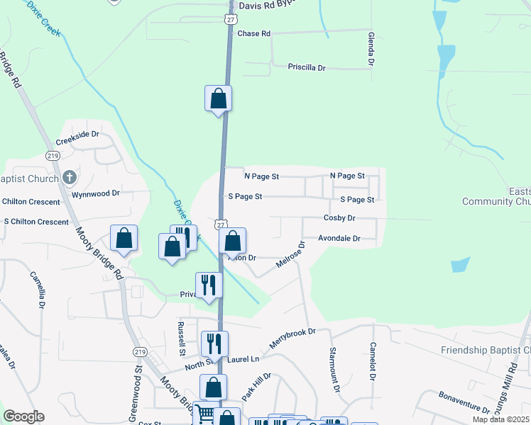 map of restaurants, bars, coffee shops, grocery stores, and more near 189 Cosby Drive in LaGrange