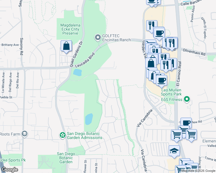 map of restaurants, bars, coffee shops, grocery stores, and more near 827 Jensen Court in Encinitas