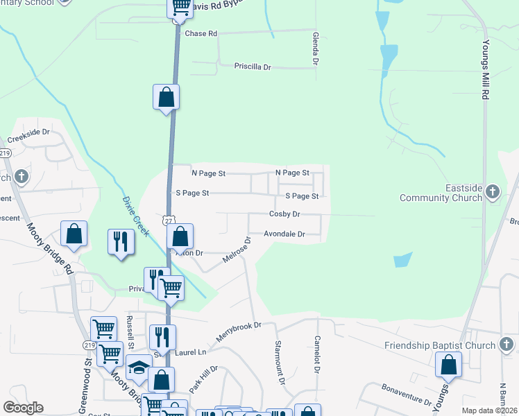 map of restaurants, bars, coffee shops, grocery stores, and more near 209 Cosby Drive in LaGrange