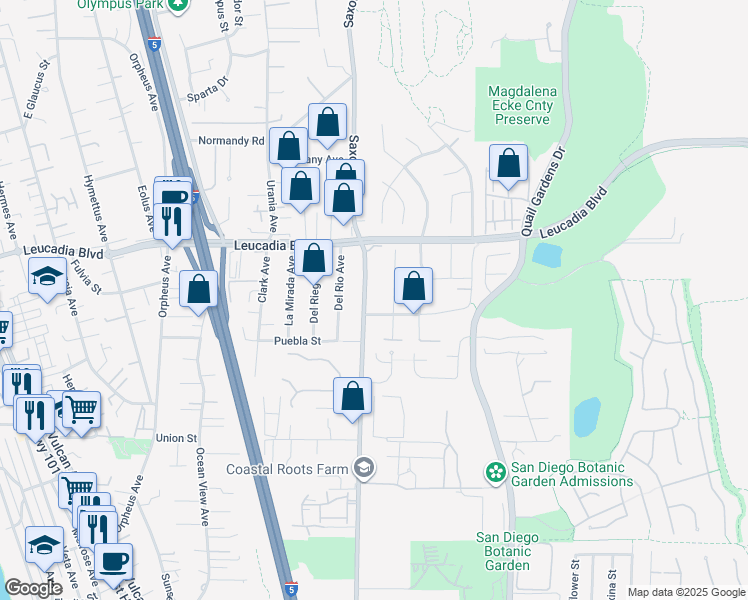 map of restaurants, bars, coffee shops, grocery stores, and more near 781 Saxony Road in Encinitas