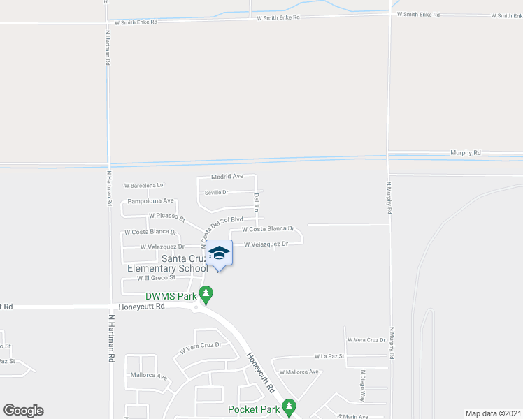 map of restaurants, bars, coffee shops, grocery stores, and more near 20179 Dali Lane in Maricopa