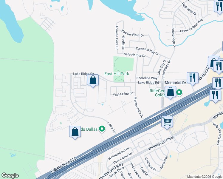 map of restaurants, bars, coffee shops, grocery stores, and more near 679 Hobie Point Drive in The Colony