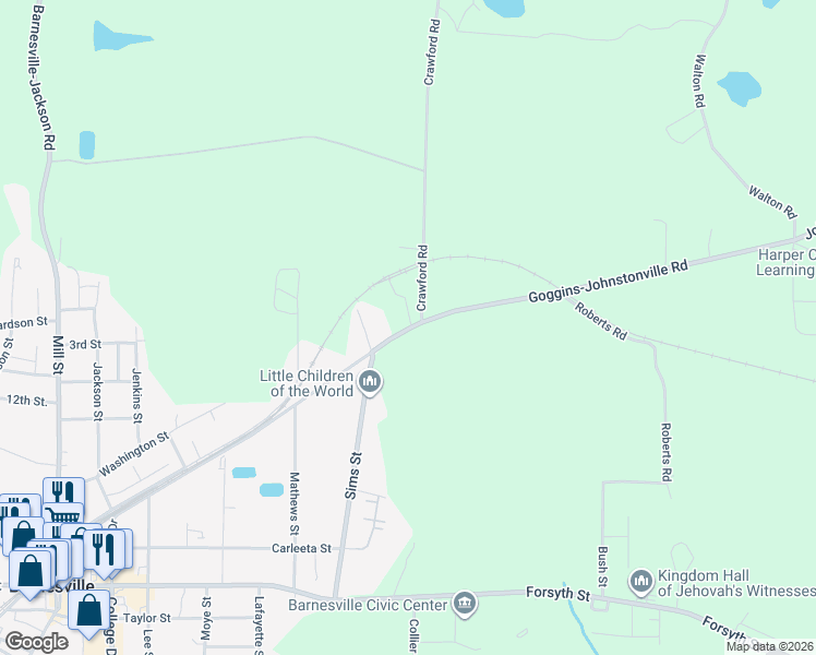 map of restaurants, bars, coffee shops, grocery stores, and more near 42 Johnstonville Road in Barnesville