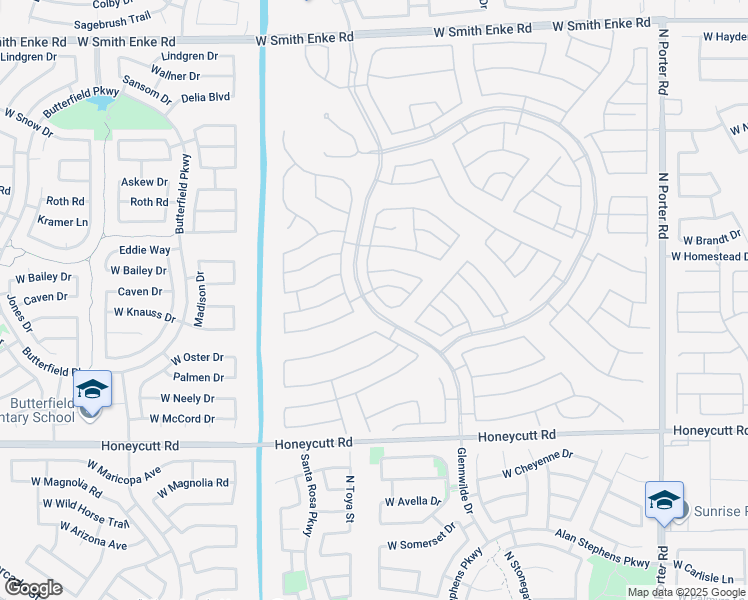 map of restaurants, bars, coffee shops, grocery stores, and more near 20176 North Big Dipper Drive in Maricopa