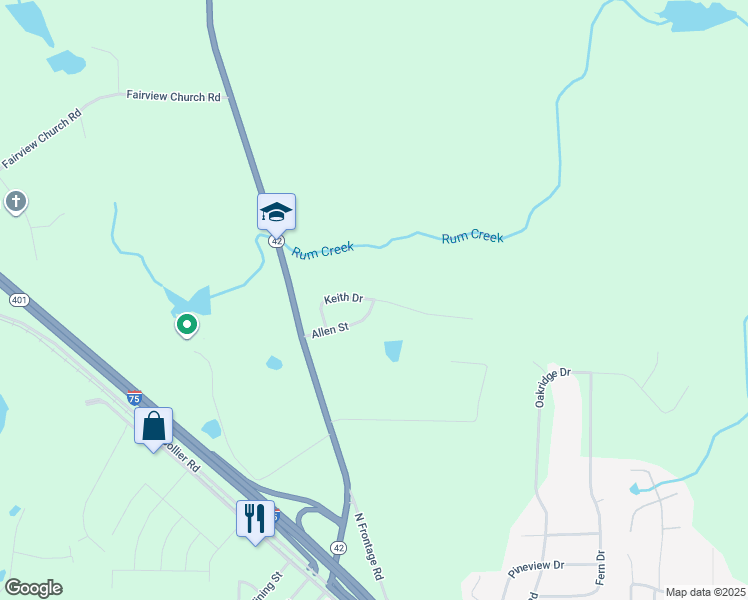 map of restaurants, bars, coffee shops, grocery stores, and more near 205 Keith Dr in Forsyth