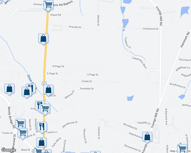 map of restaurants, bars, coffee shops, grocery stores, and more near 480 South Page Street in LaGrange