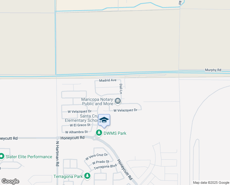 map of restaurants, bars, coffee shops, grocery stores, and more near 35952 West Catalonia Drive in Maricopa