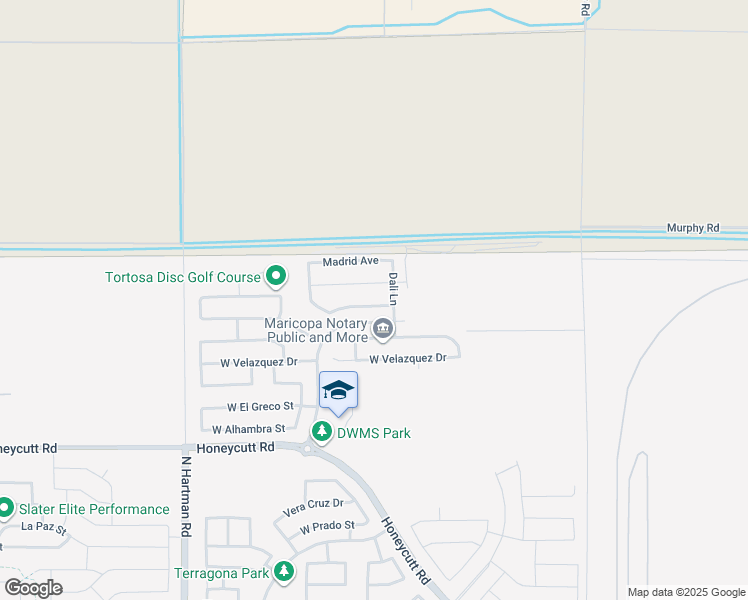map of restaurants, bars, coffee shops, grocery stores, and more near 35952 West Catalonia Drive in Maricopa