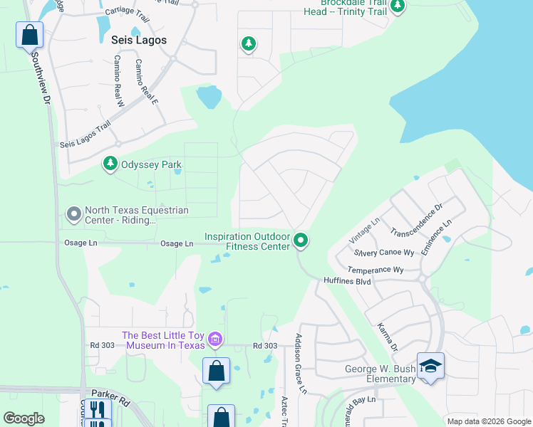 map of restaurants, bars, coffee shops, grocery stores, and more near 1204 Excellence Drive in Lucas