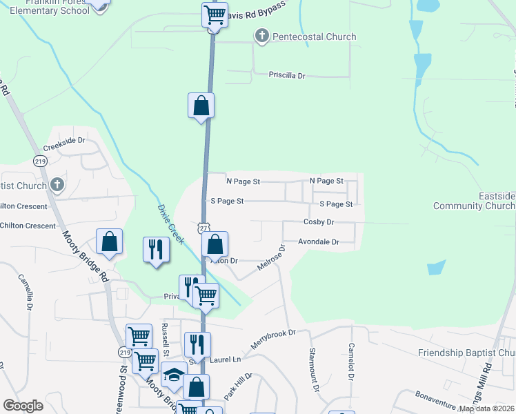 map of restaurants, bars, coffee shops, grocery stores, and more near 199 Cosby Drive in LaGrange