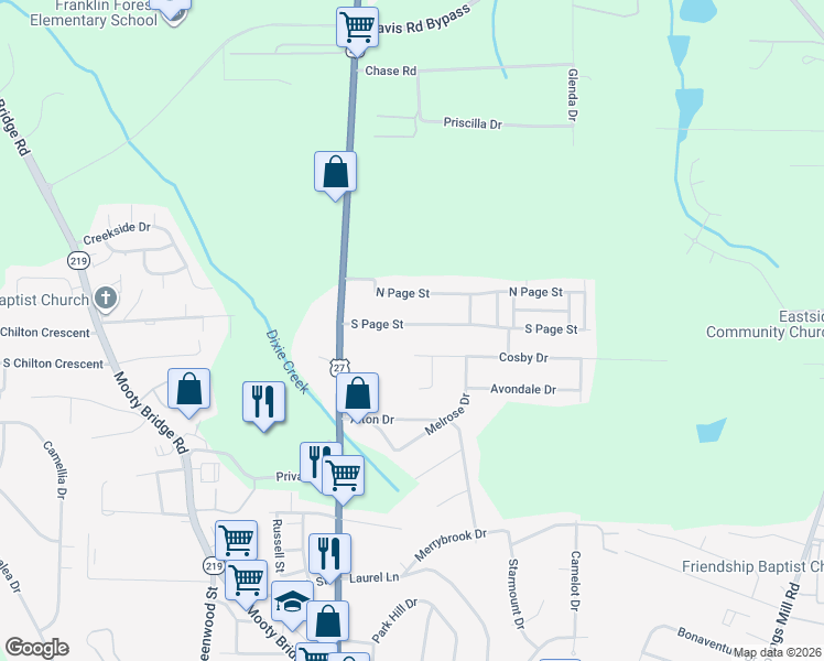 map of restaurants, bars, coffee shops, grocery stores, and more near 189 Cosby Drive in LaGrange
