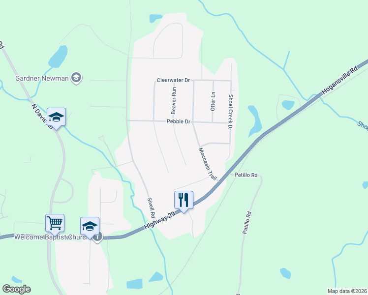 map of restaurants, bars, coffee shops, grocery stores, and more near 87 Beaver Run in LaGrange