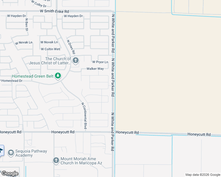 map of restaurants, bars, coffee shops, grocery stores, and more near 20105 North Grantham Road in Maricopa
