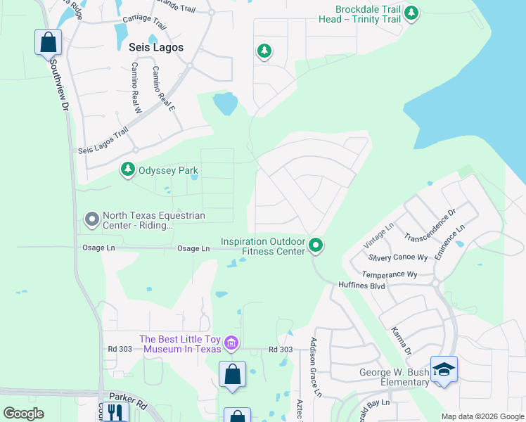 map of restaurants, bars, coffee shops, grocery stores, and more near 1204 Excellence Drive in Lucas