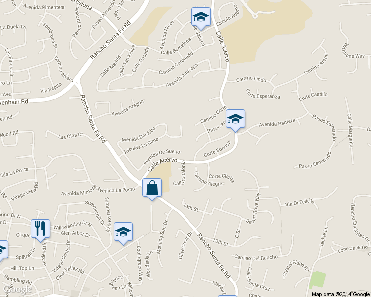 map of restaurants, bars, coffee shops, grocery stores, and more near 3331 Corte Del Cruce in Carlsbad